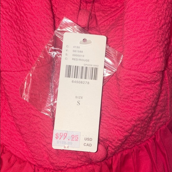 Anthropologie Red Mini Dress with Puff Sleeves - Picture 2 of 3